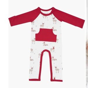 Kyte Baby Cloud Deer Romper in Red White 6-12 Months NWT